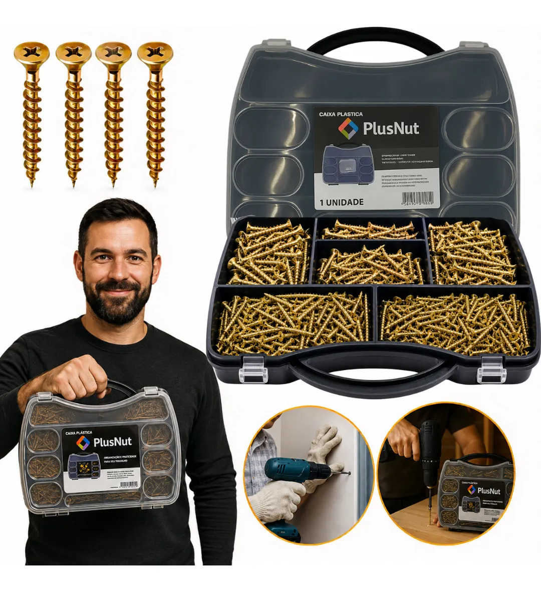 Kit 700 Parafuso Madeira 3,5mm Philips Maleta Compensado