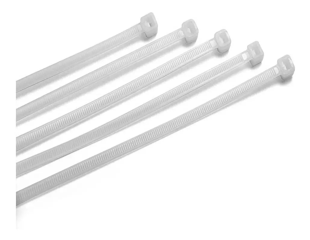 Abraçadeira de Nylon Ruslly 300x4,8mm Branca Kit 100 Unidades