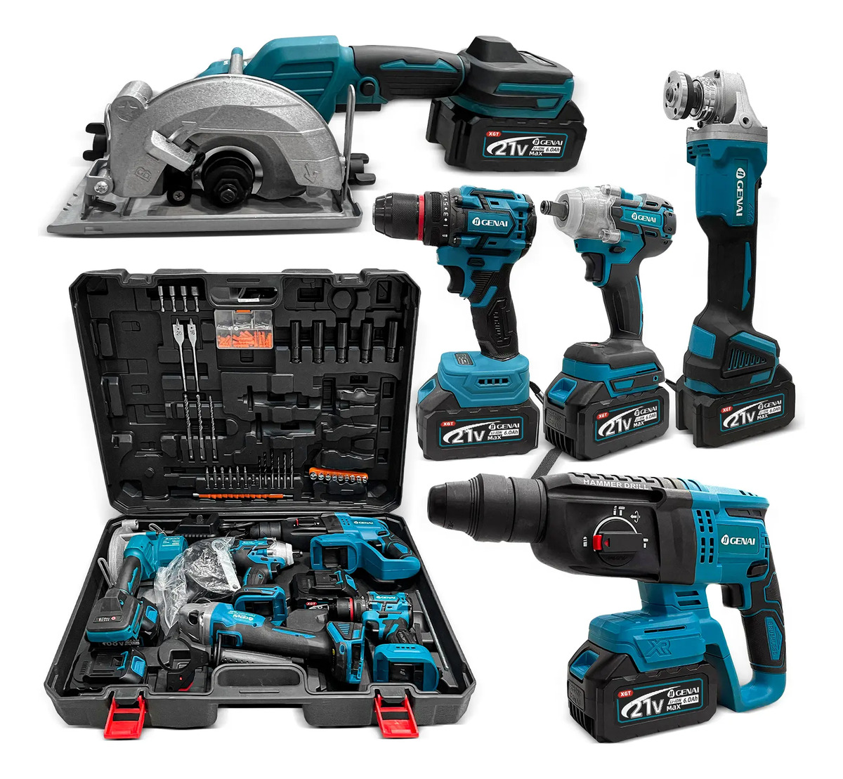 Kit Ferramentas Genai 68v 5 Em 1 Baterias E Maleta