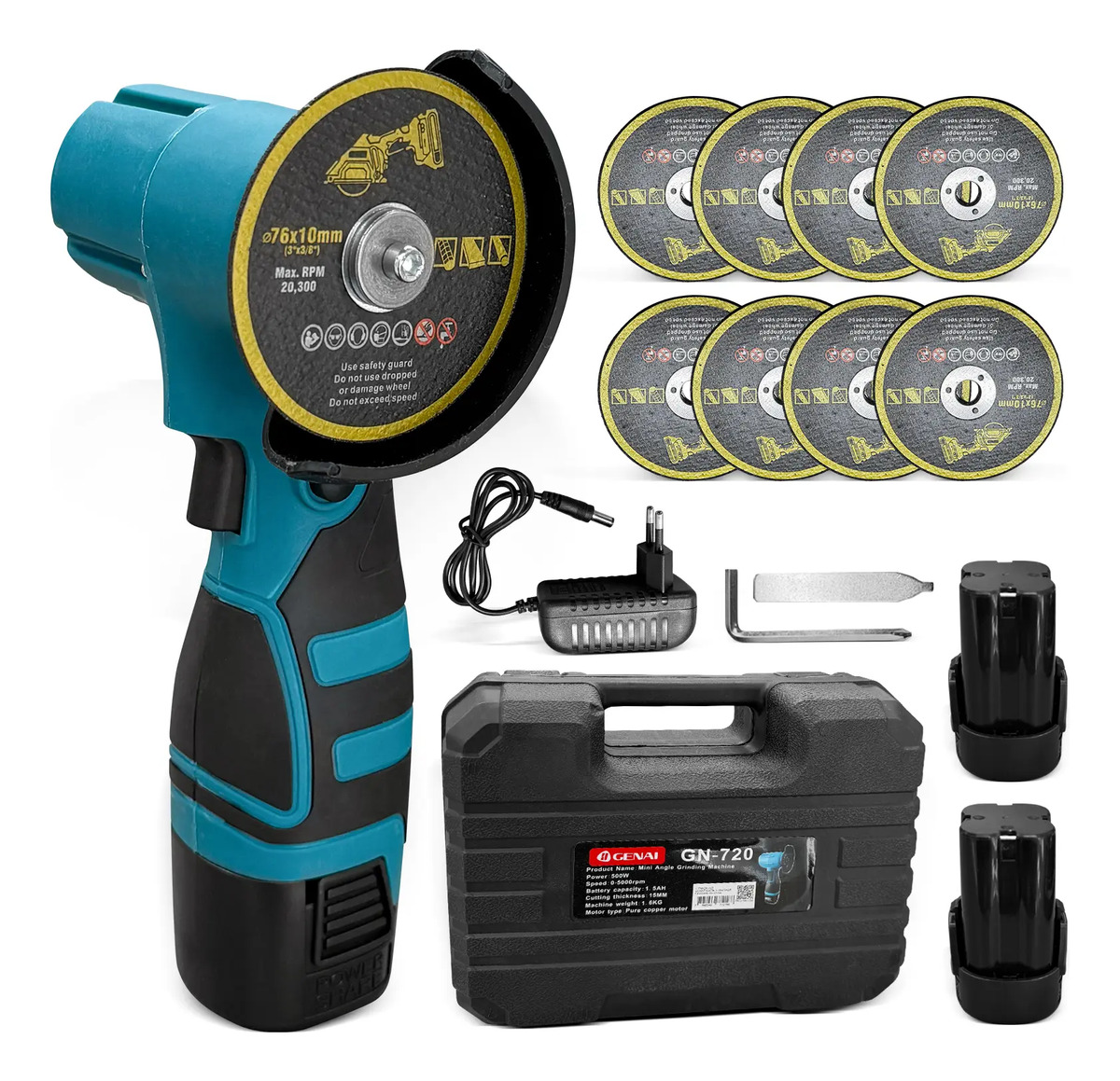 Mini Esmerilhadeira 500w Com 8 Discos Azul-aço