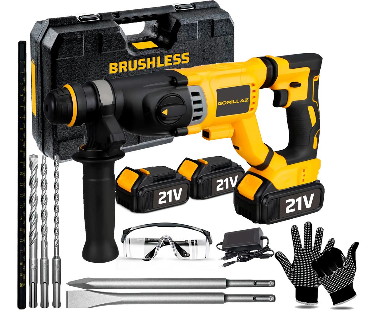 Martelete Perfurador Brushless Sds 2 Baterias 21v + Maleta