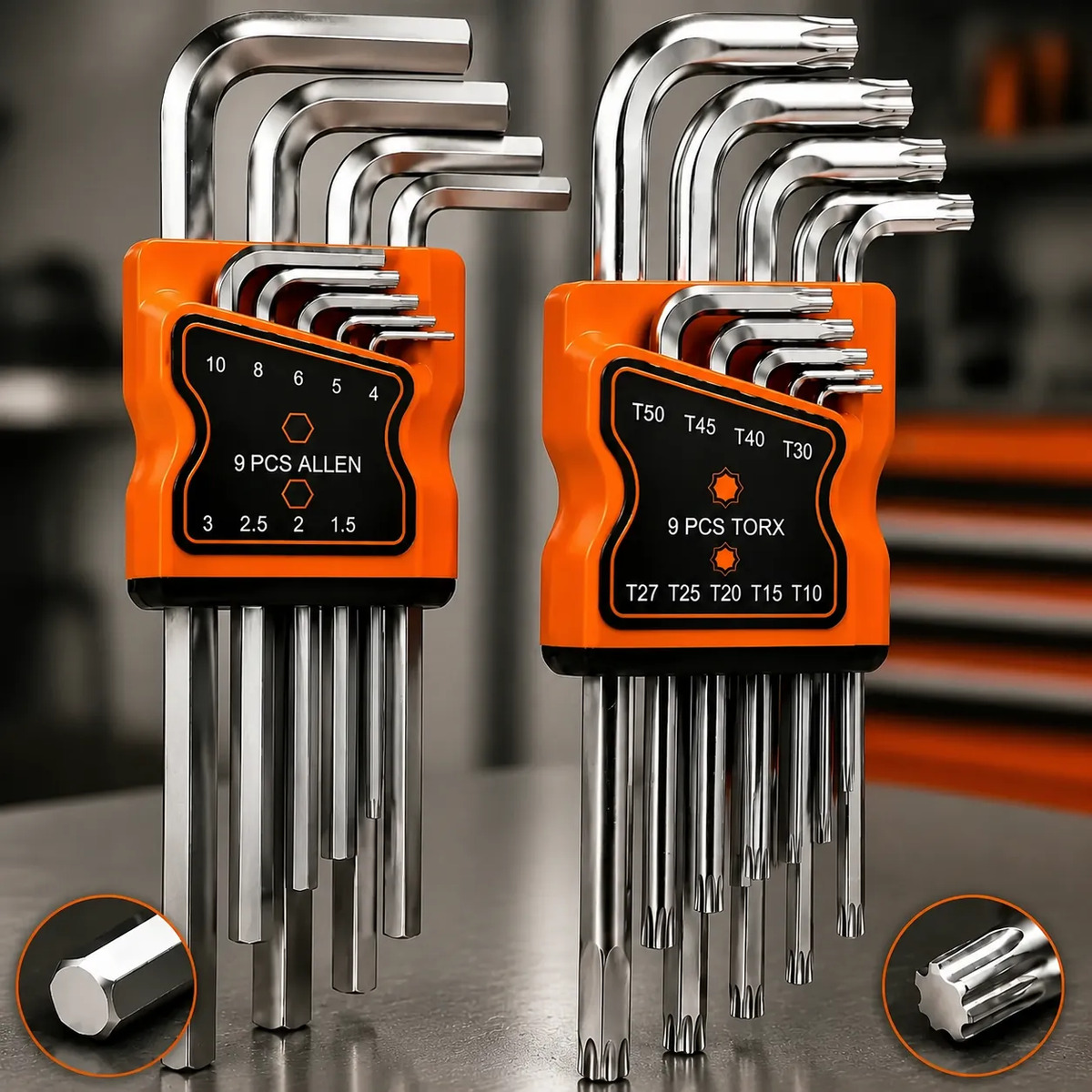Kit Jogo Chave Allen E Torx Longa 18 Peças Profissional Aço