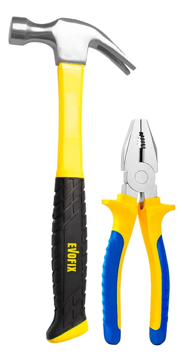 Kit Martelo Unha 29mm 700g + Alicate Universal 8” em Aço para Construção Manutenção Reparos Marcenaria Oficina Uso Profissional e Doméstico