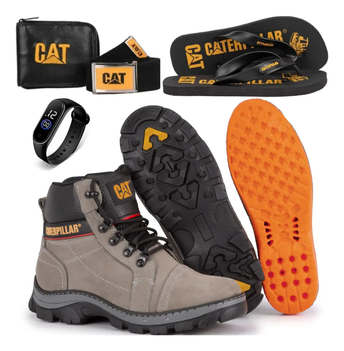Bota Cat Impermeável Resistente Segurança Trabalho + Brindes