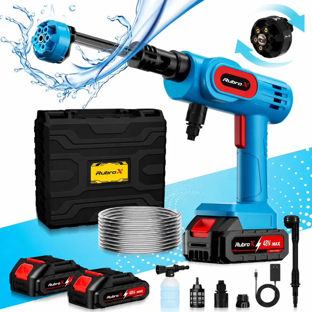 Lavadora Portátil Sem Fio Rubrox 300w 2 Baterias Maleta
