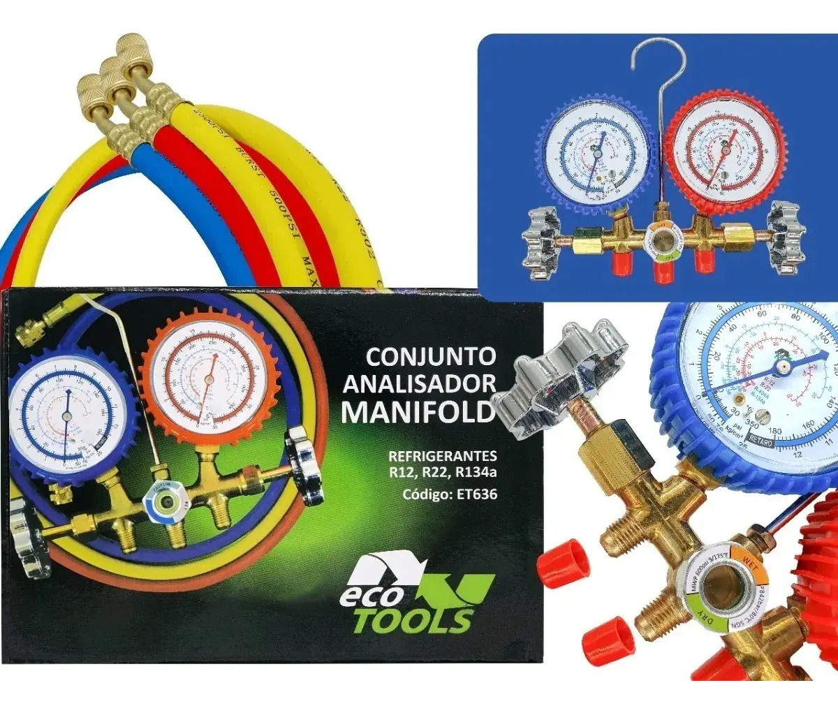 Manifold Refrigeração Ecotools ET636 R12 R22 R134 R404