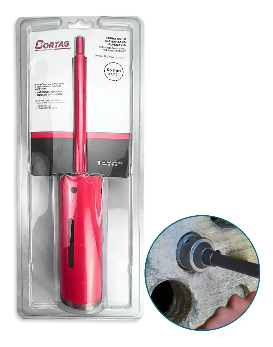 Serra Copo Cortag Diamantado Longo 53x150mm Ar Condicionado