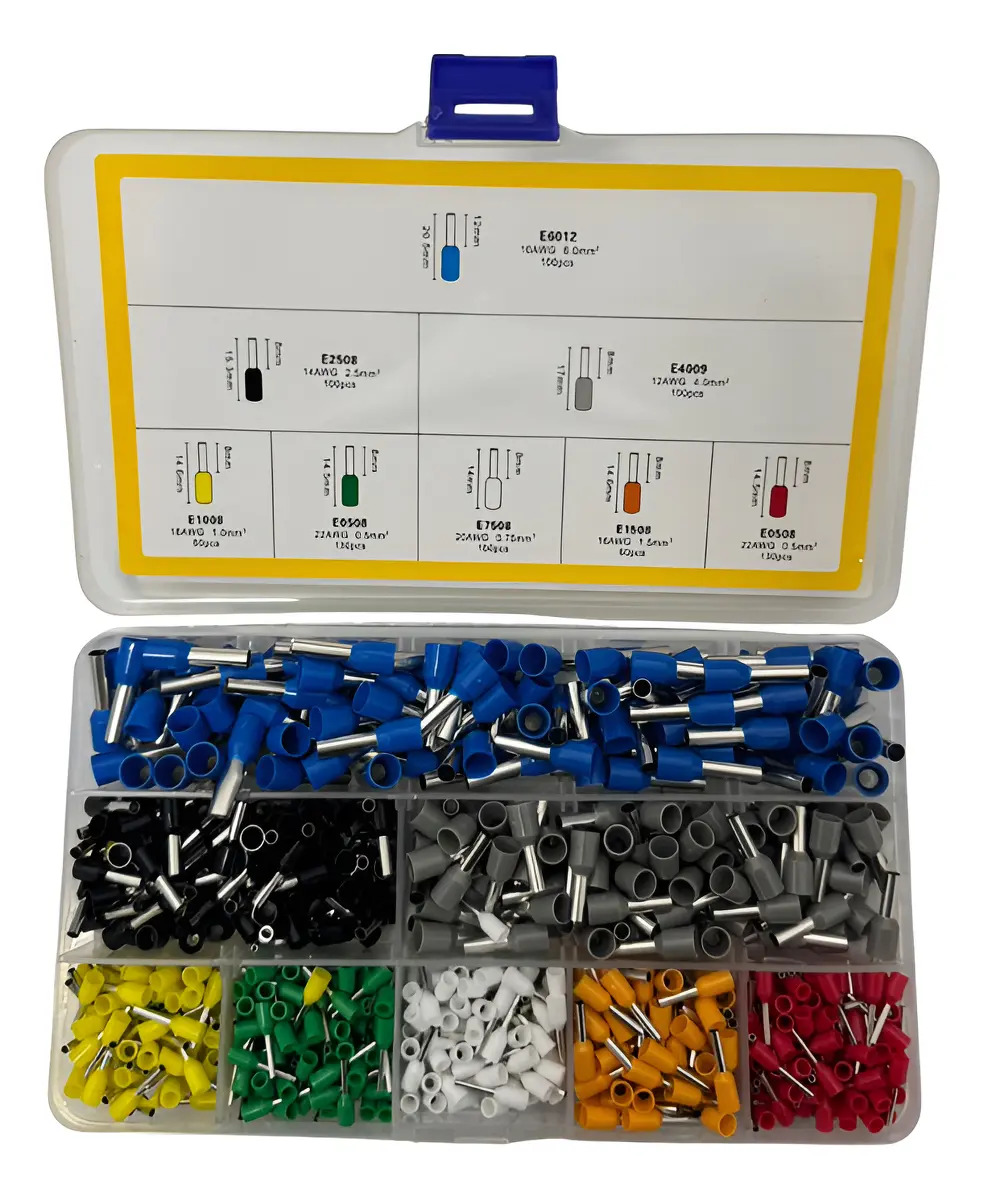 Kit 800 Peças Terminais Elétricos Ilhós Tubular Com Caixa