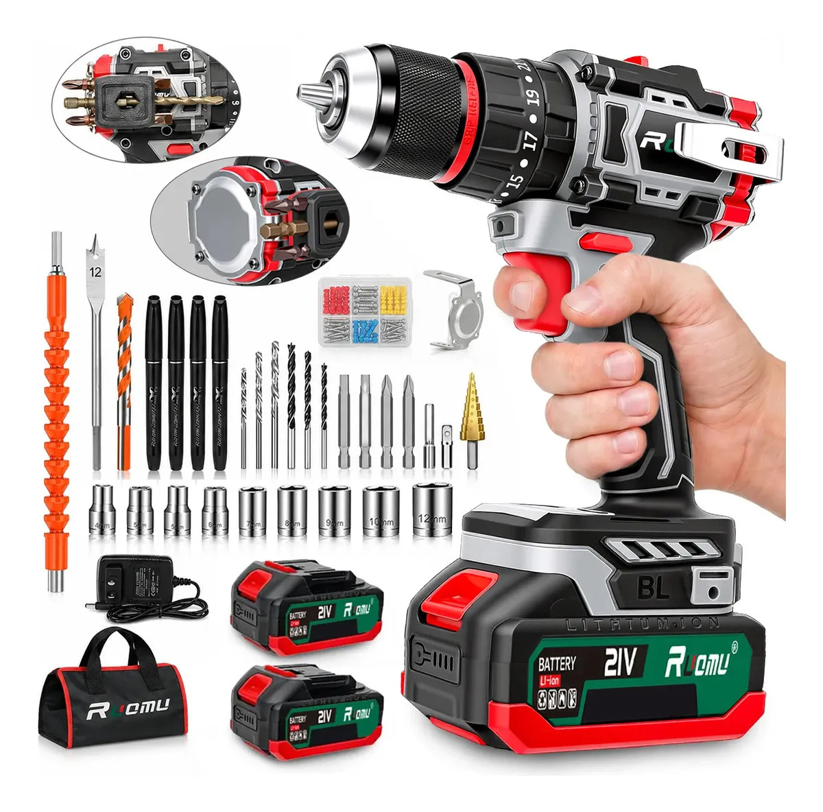 Parafusadeira Furadeira De Impacto Brushless 2 Baterias