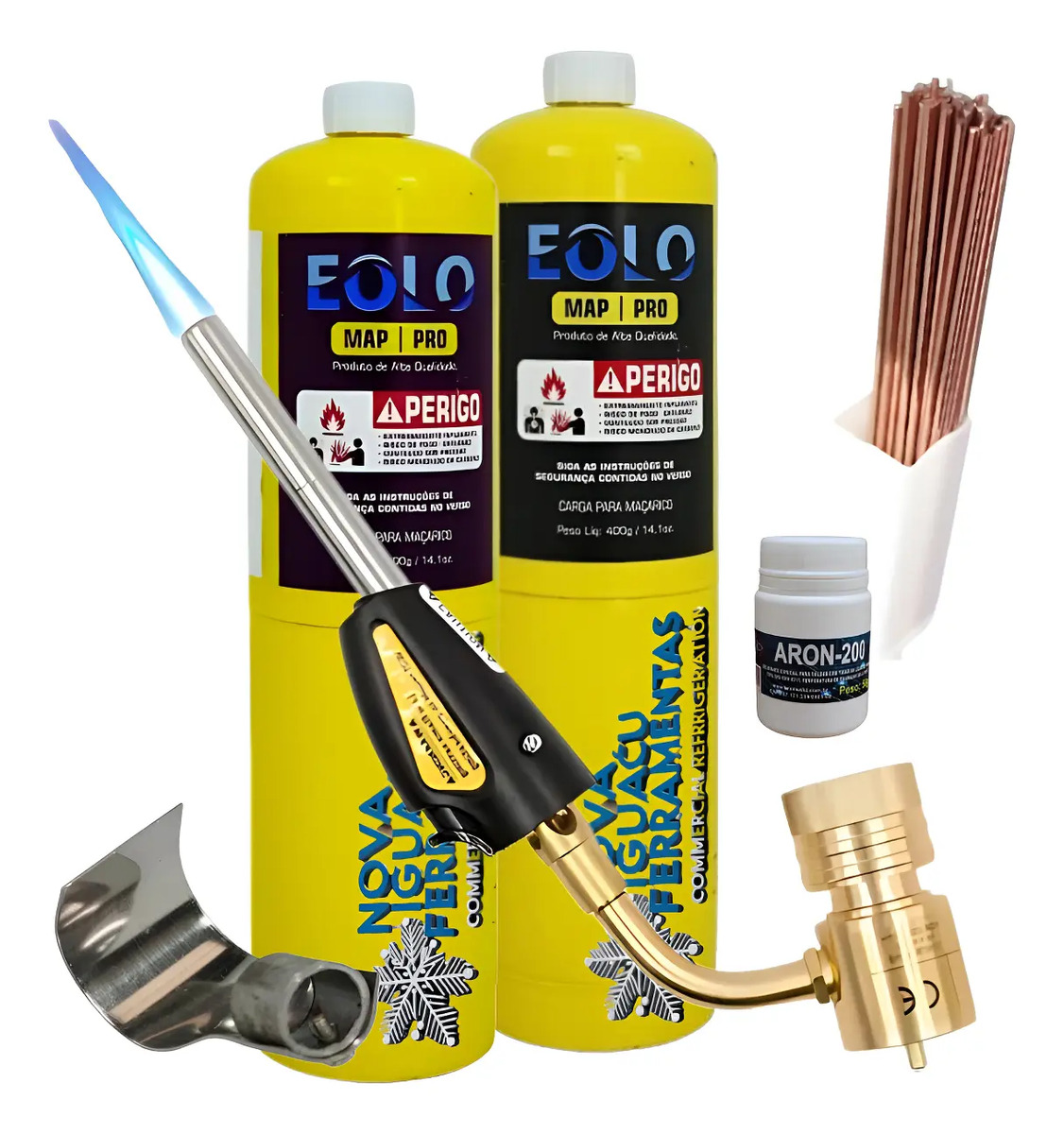 Kit Solda Refrigeração Maçarico Portátil Com Refil