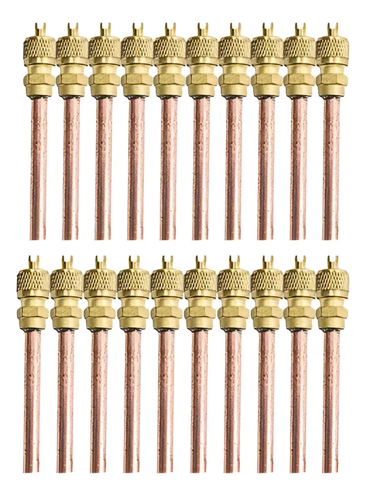 20x Válvulas Serviço Schrader 1/4 50mm Cobre Refrigeração