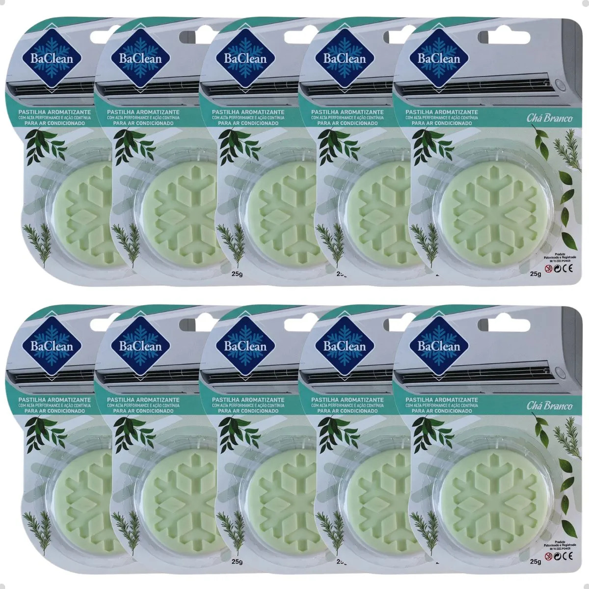 Kit 10 Pastilhas Aromatizantes Ar Condicionado Chá Branco