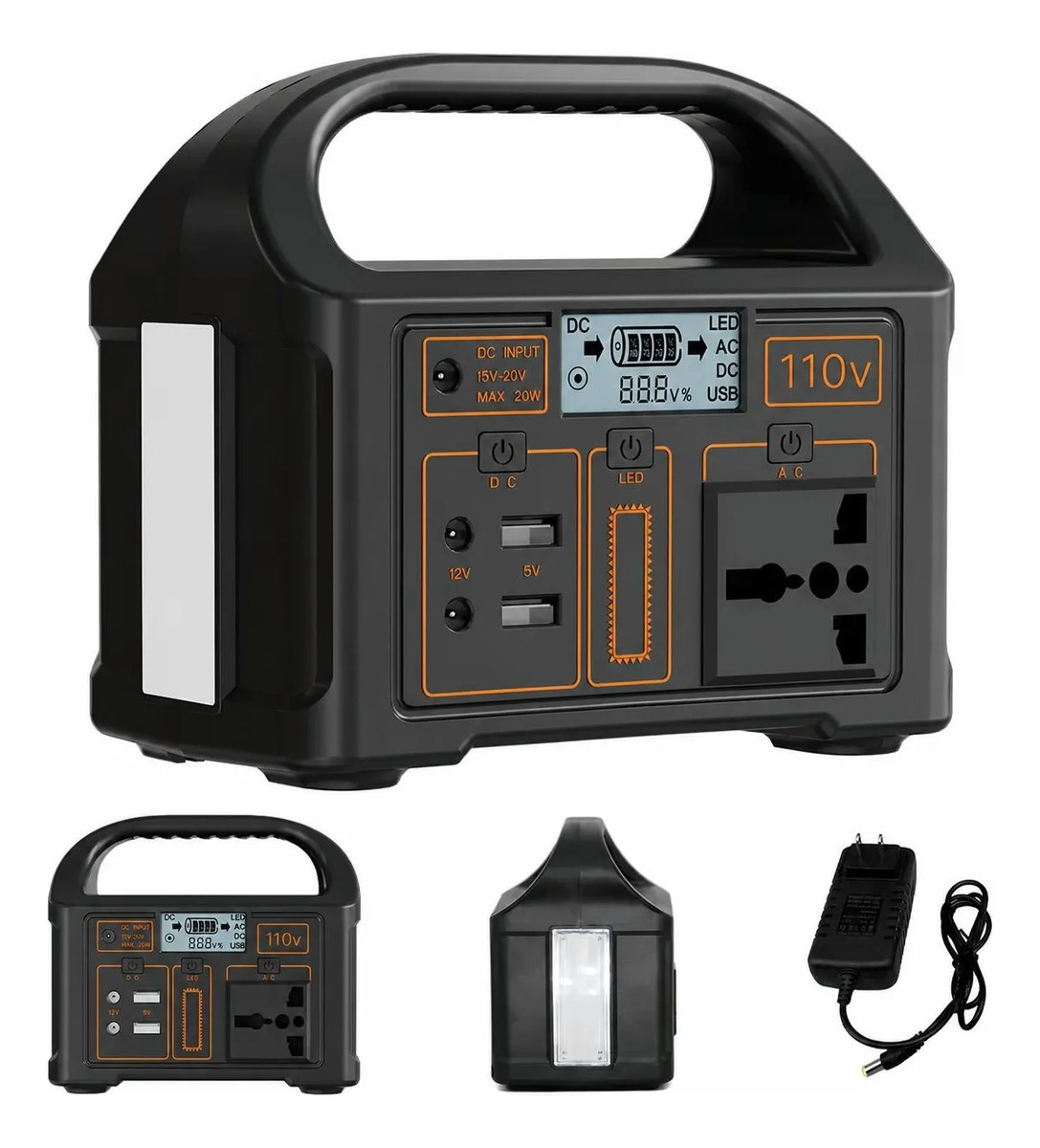 Estação De Energia Portátil 100w 76,8wh Com Saídas Ac/dc/usb