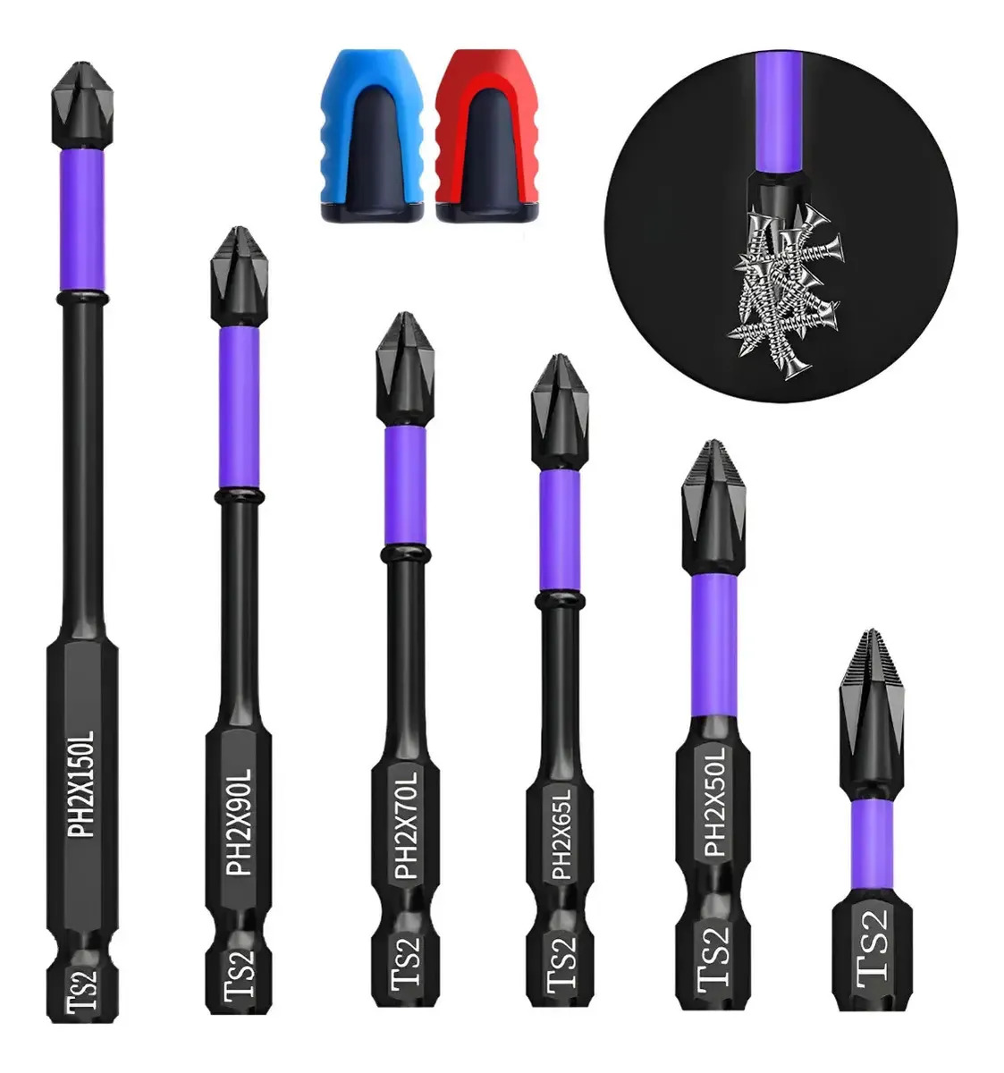Kit 6 Pontas Bits Super Magnética Ponteira Ph2 Parafusadeira