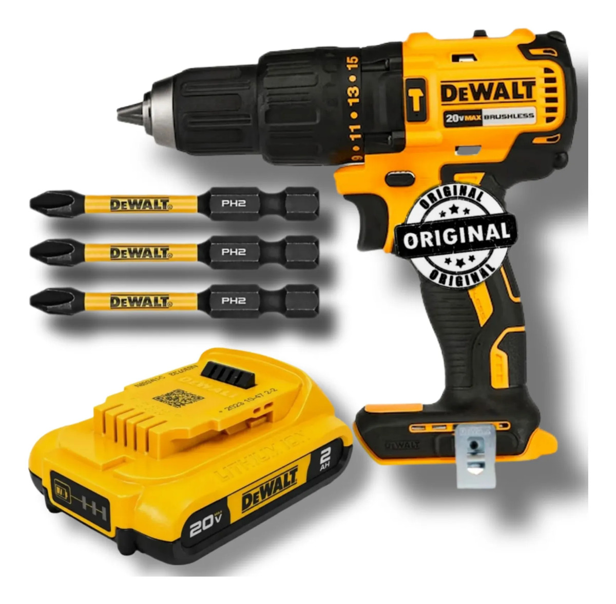 Parafusadeira Dewalt Dcd7781 + Bateria 2ah Dcb203 + 3 Bits