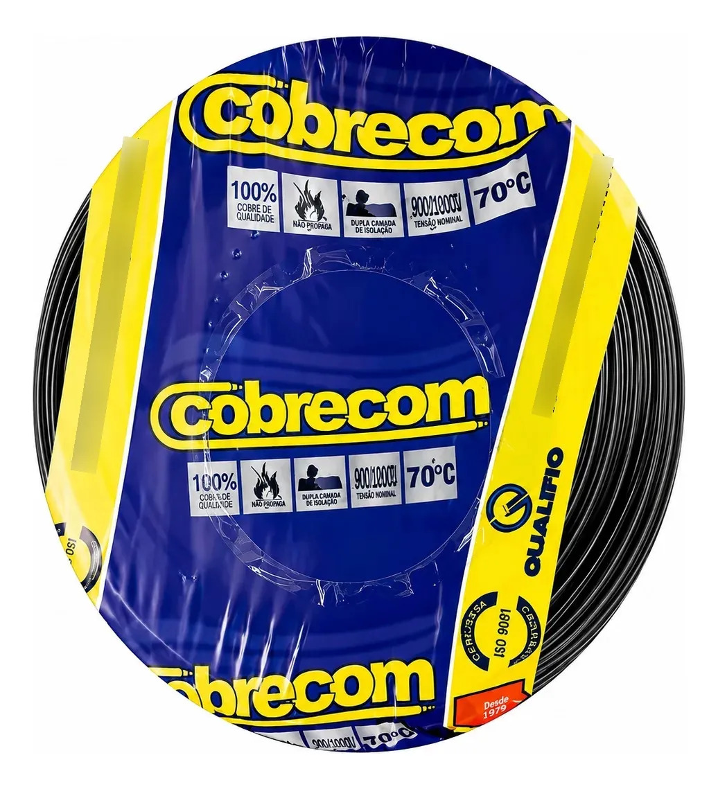 Cabo Flex Fio Cobre 1,5mm Preto 750v Rolo 50m Cobrecom