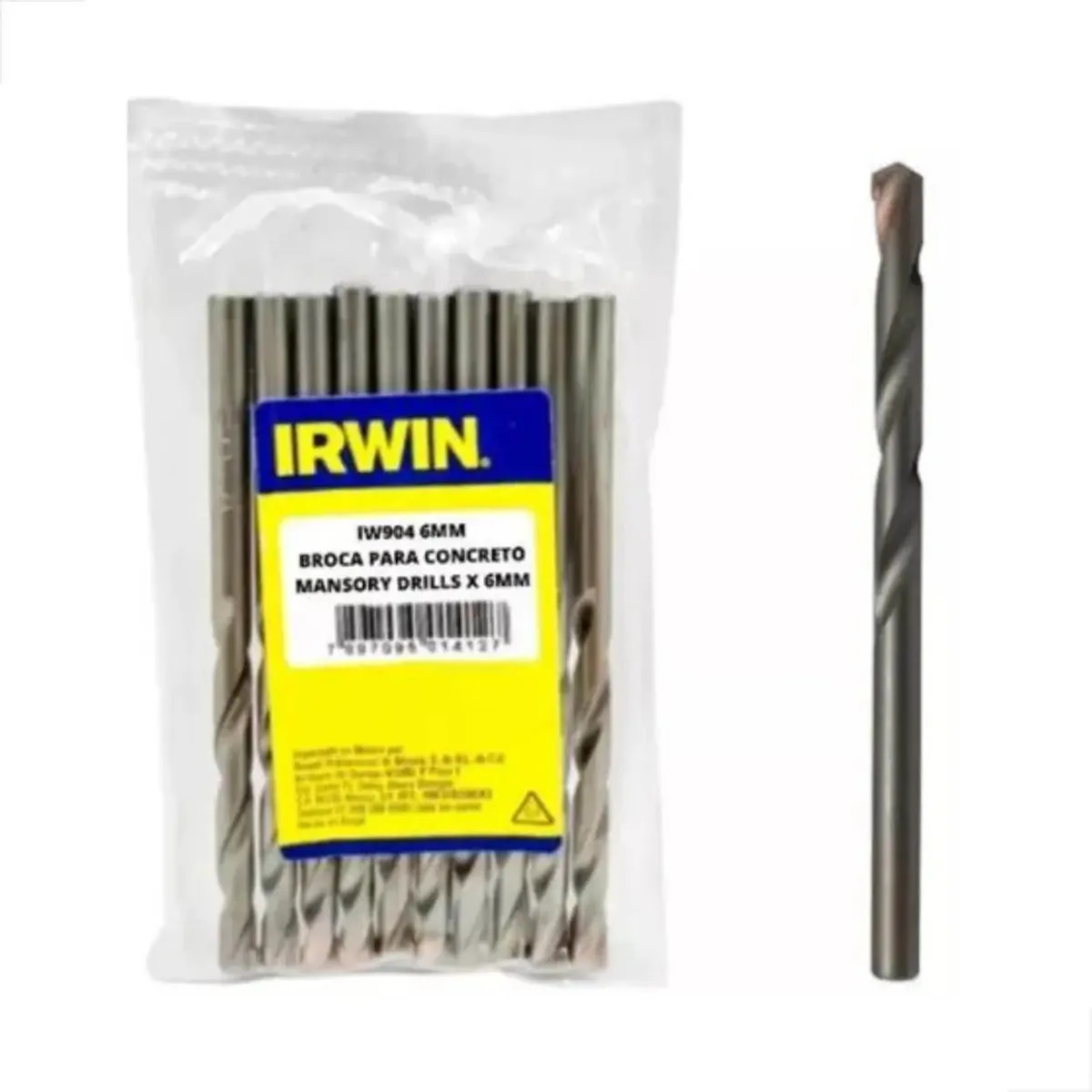 Broca Videa para Concreto Irwin de 6mm – Kit com 10 Unidades
