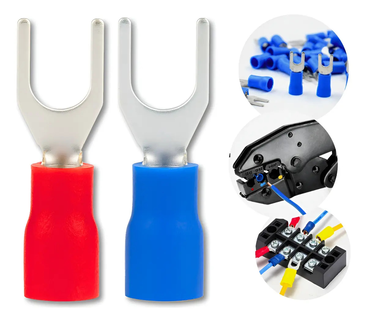 Kit 200 Peças Terminais Forquilha Tipo Garfo 1,5mm E 2,5mm Kit Conector Garfo Forquilha 0.5mm2 Á 2.5mm2 Vermelho E Azul