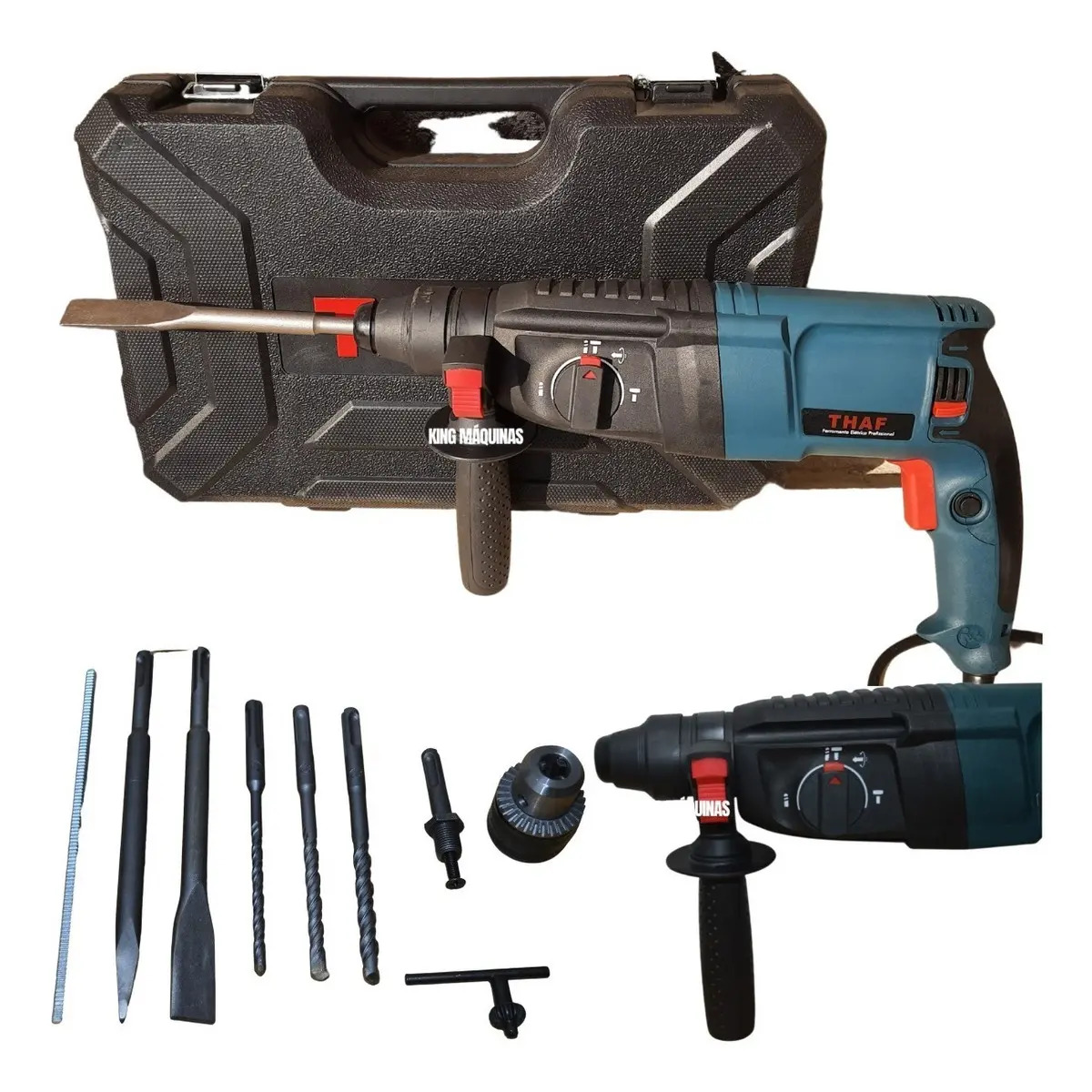 Martelete Furadeira Thaf 11253 SDS Plus 800W 4000BPM Profissional Azul