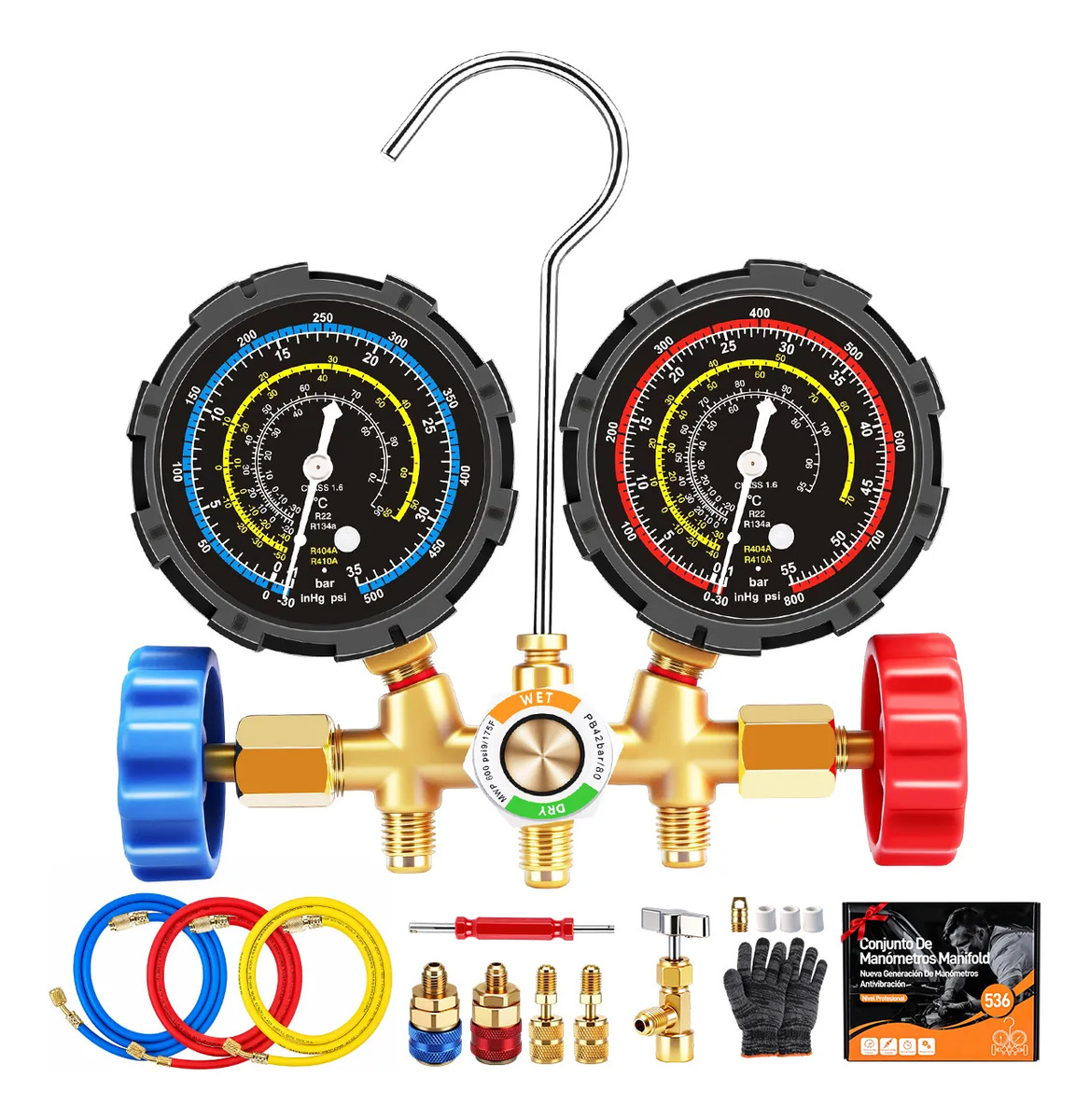 Kit Manifold Ar Condicionado Refrigeração Manômetro Simulado