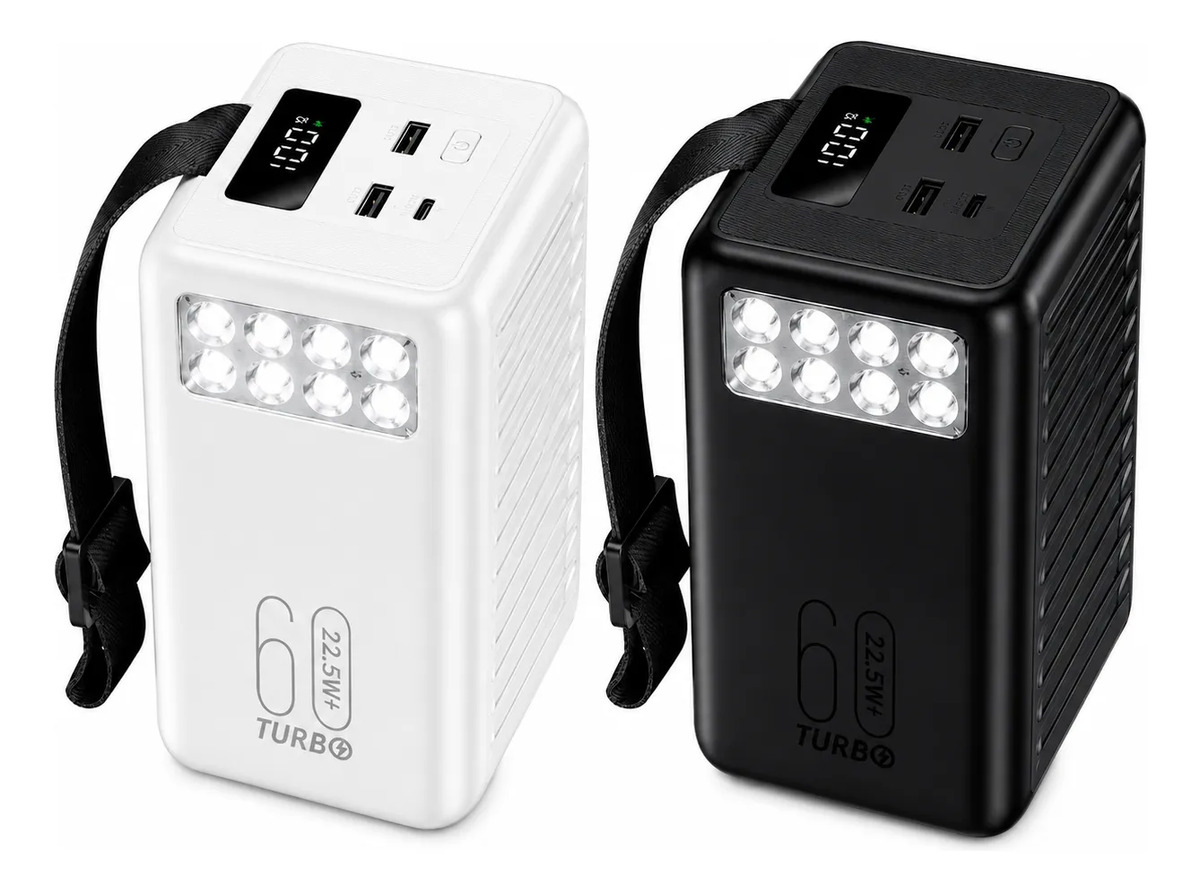 Carregador Power Bank Imenso 60000mah Lanterna Led Branco