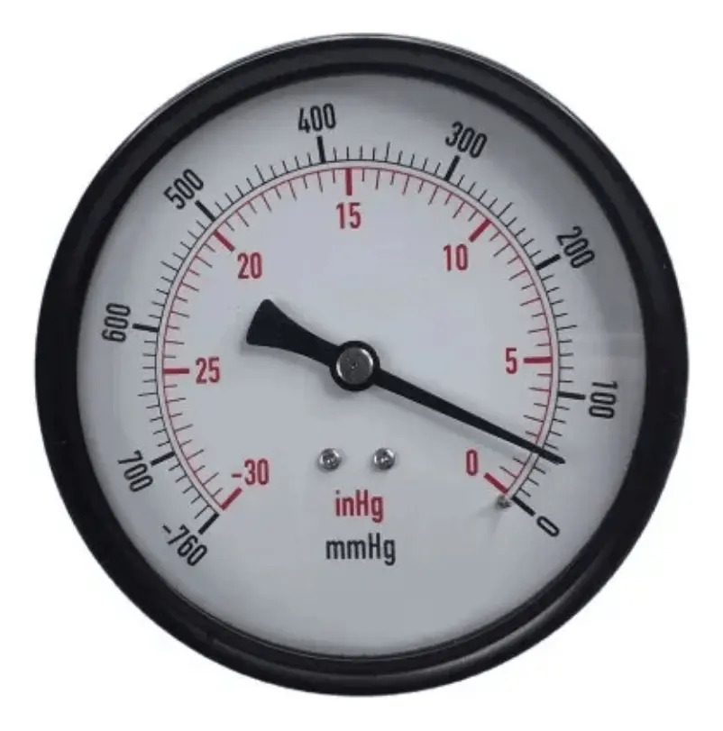 Vacuômetro 63mm Horizontal -30polhf/760mmhg-0 Rosca 1/4