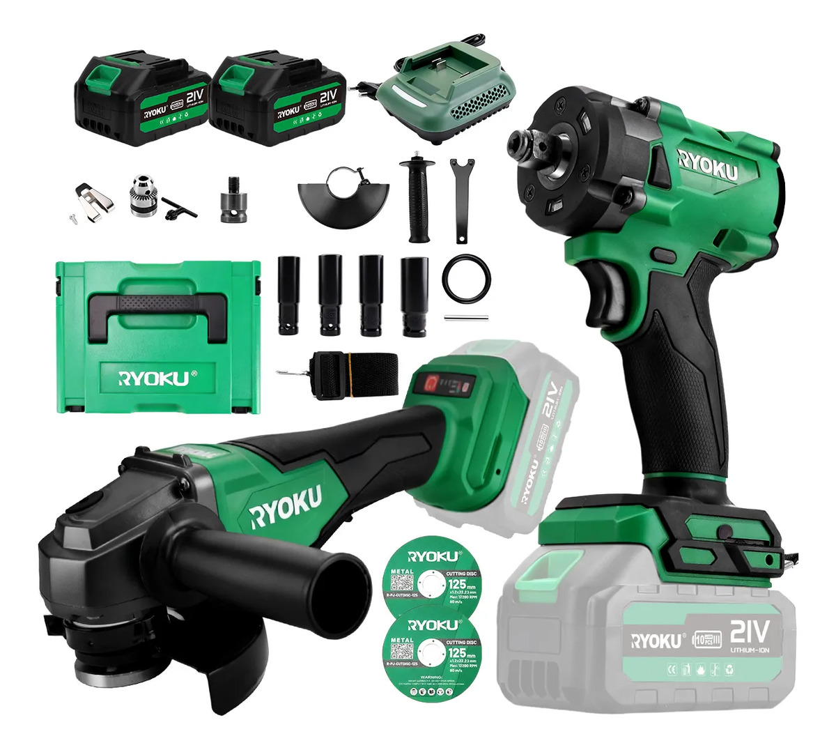 Kit Chave De Impacto+ Esmerilhadeira Lixadeira Brushless 21v
