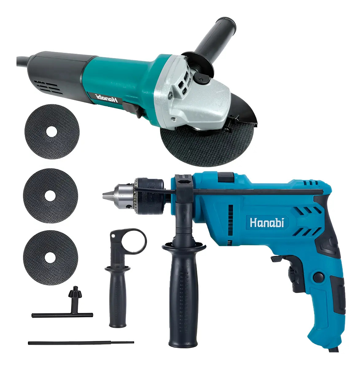 Kit 1 Esmerilhadeira Lixadeira 880w 1 Furadeira Impacto 500w