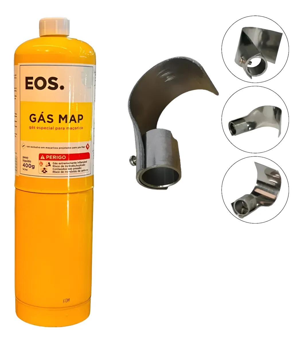 Refil Gás Map 400g Para Solda + Defletor De Chamas Maçarico