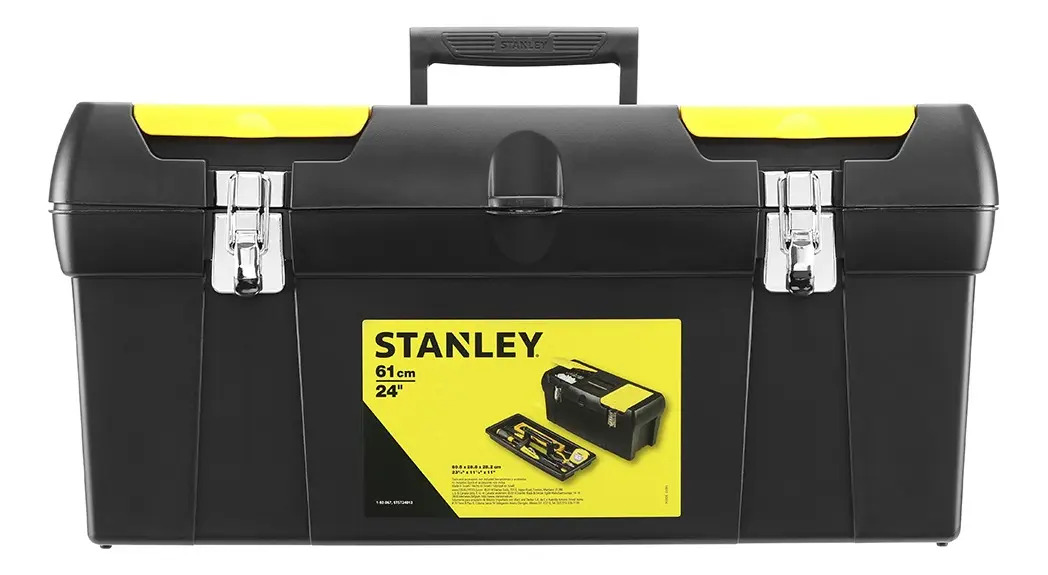 Caixa de ferramentas de plástico Stanley 1-92-066 26 cm x 48,9 cm x 24,8 cm preta e amarela