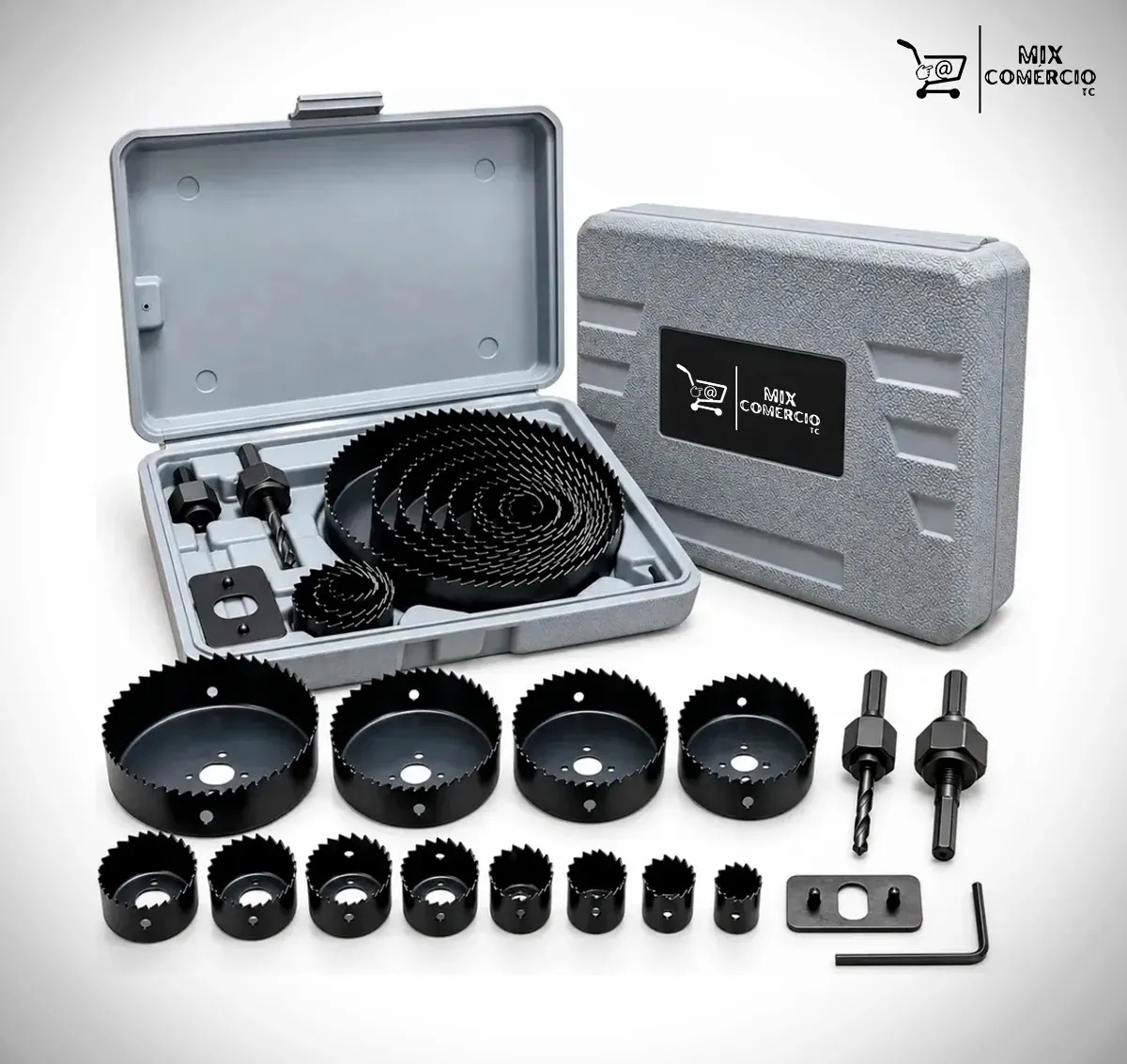 Jogo Serra Copo 16 Peças 19mm A 127mm Para Madeira Gesso Pvc Mdf Compensado Kit Completo Para Furadeira Conjunto De Serras Para Perfuração E Corte Circular Em Obras Reformas Marcenaria E Instalações