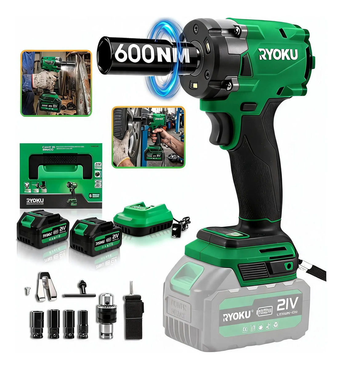 Chave De Impacto 21v Brushless Com 2 Baterias Sem Escova