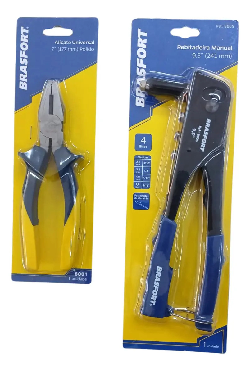 Kit Alicate Universal 7 + Rebitadeira Manual 9,5 - Brasfort