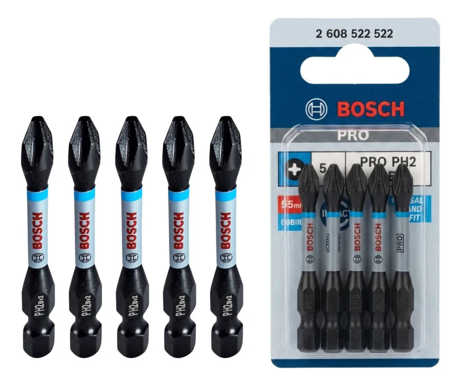 Ponta Bits Parafusar Bosch Pro Impact Ph2 55mm 5uni Phillips