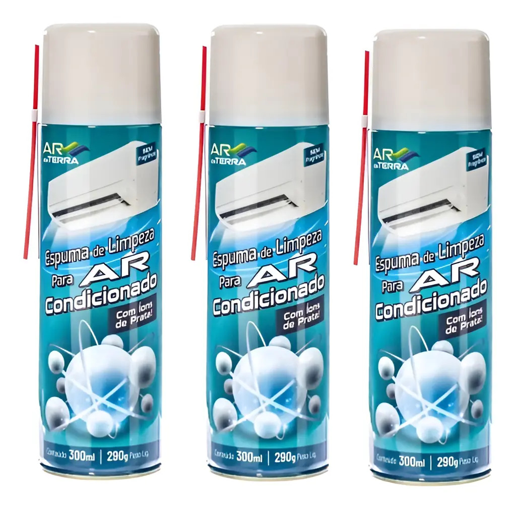 3 Espumas De Limpeza Para Ar Condicionado 300ml Ar Da Terra