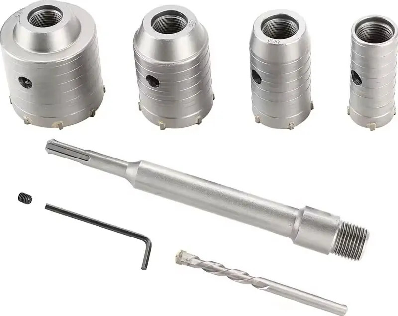 Kit 7 Pçs Serra Copo Concreto Videa C/haste Sds Plus 250mm