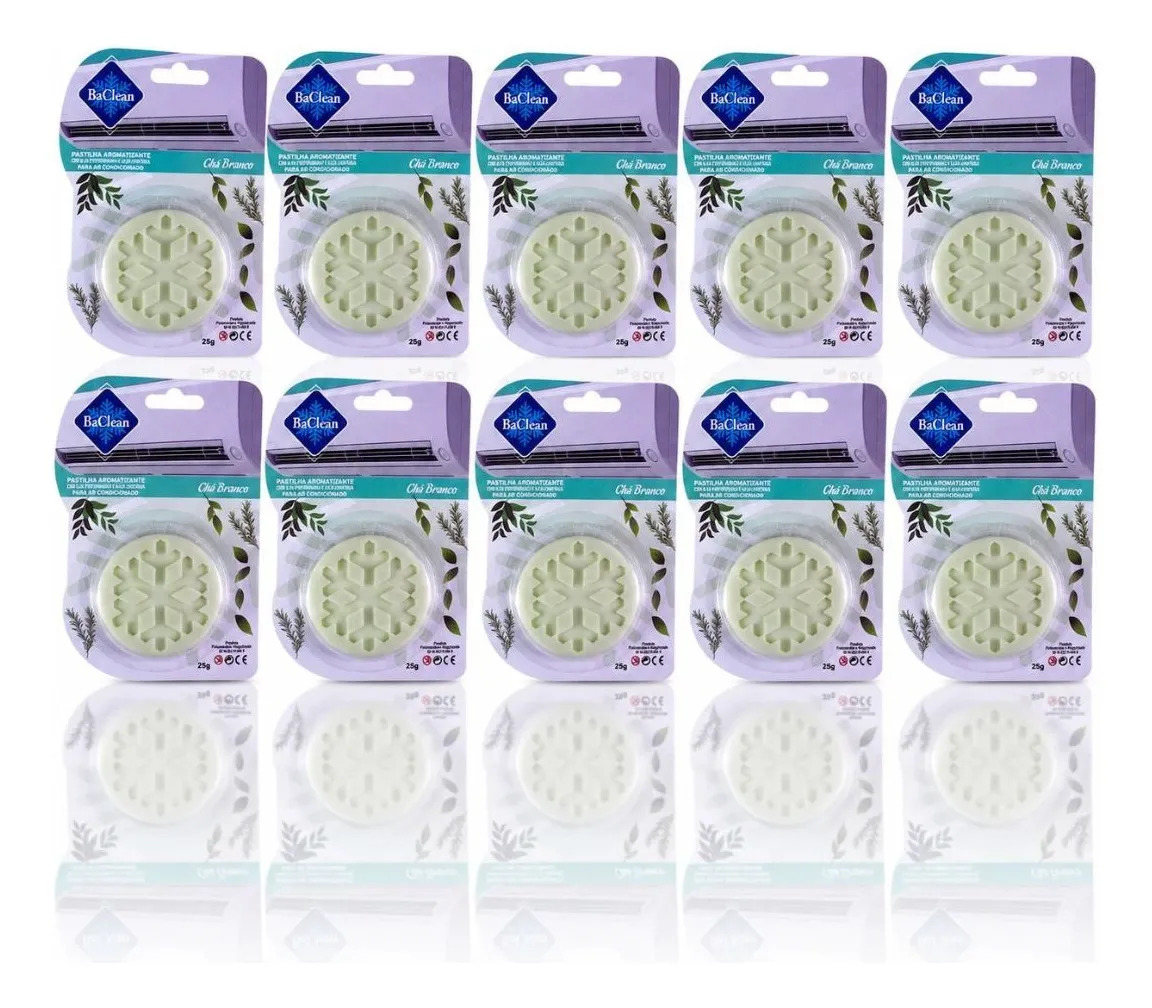Kit 10 Aromatizante Ar Condicionado Aroma Chá Branco Baclean