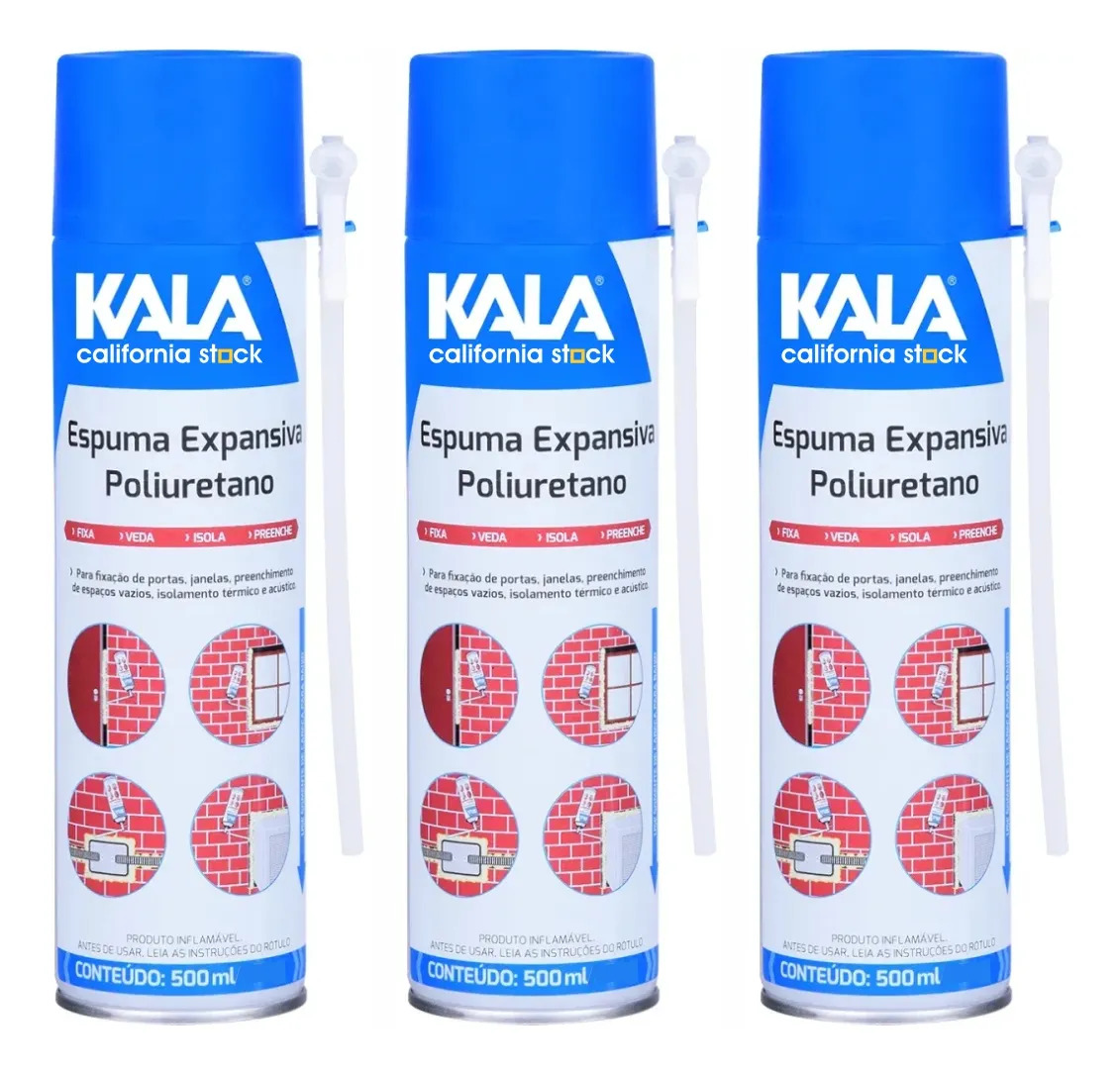Kit 3 Espuma Expansiva Selante Fixa Tudo 500ml Porta Janela