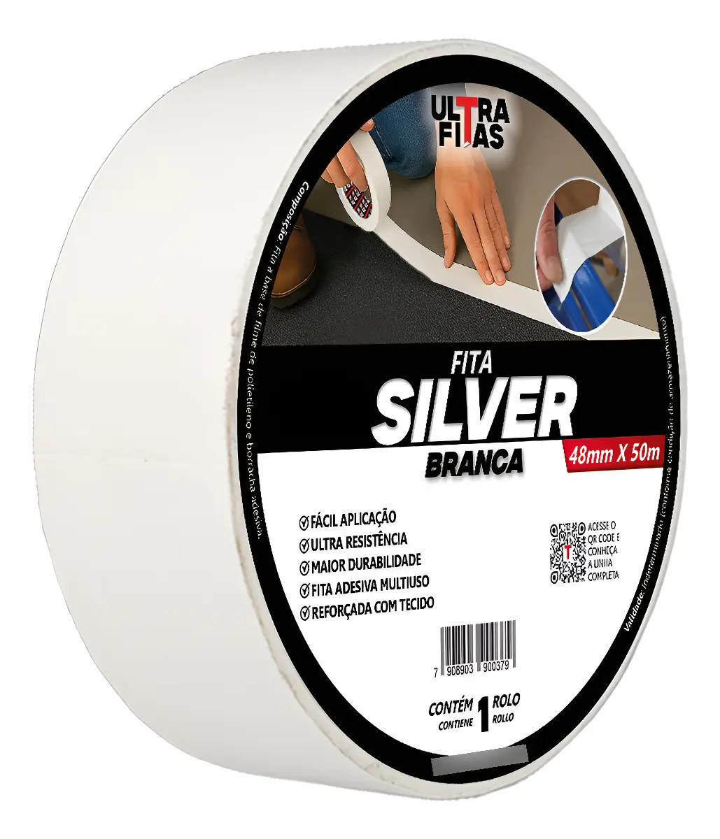 Fita Silver Tape Ar Condicionado Multiuso Vedação 50 Metros  Branco