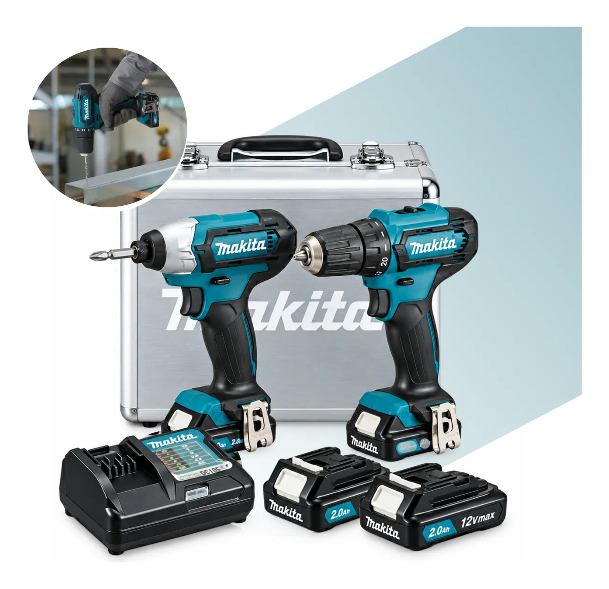 Kit Parafusadeira Furadeira Makita Clx224sax 12v Com Maleta