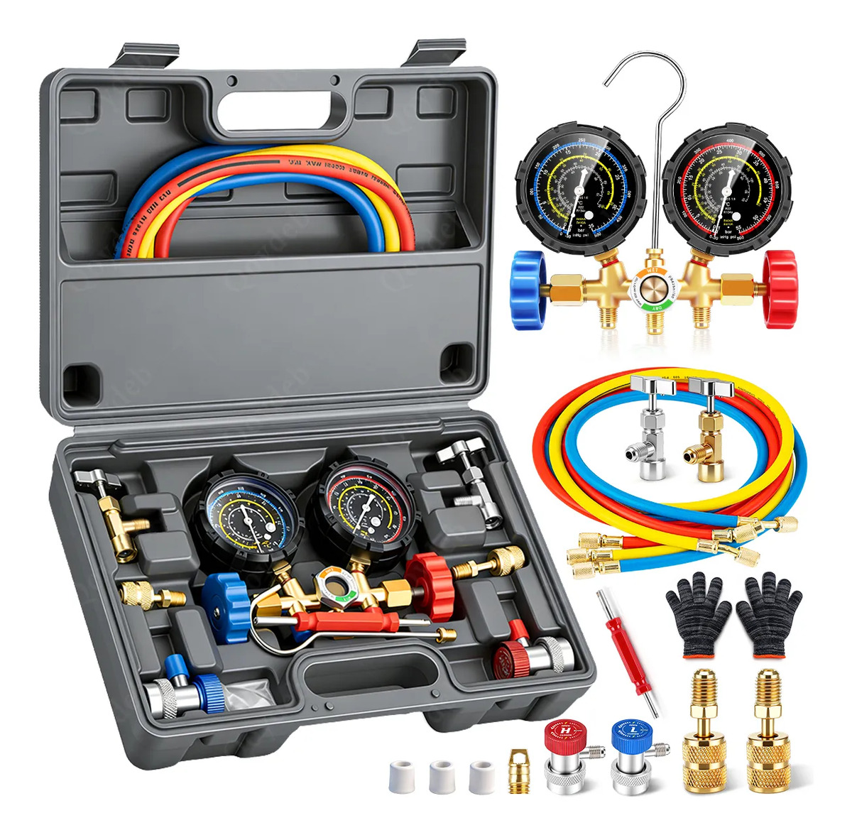 Kit Manômetro Manifold Ar Condicionado R134a R404a R410a R22