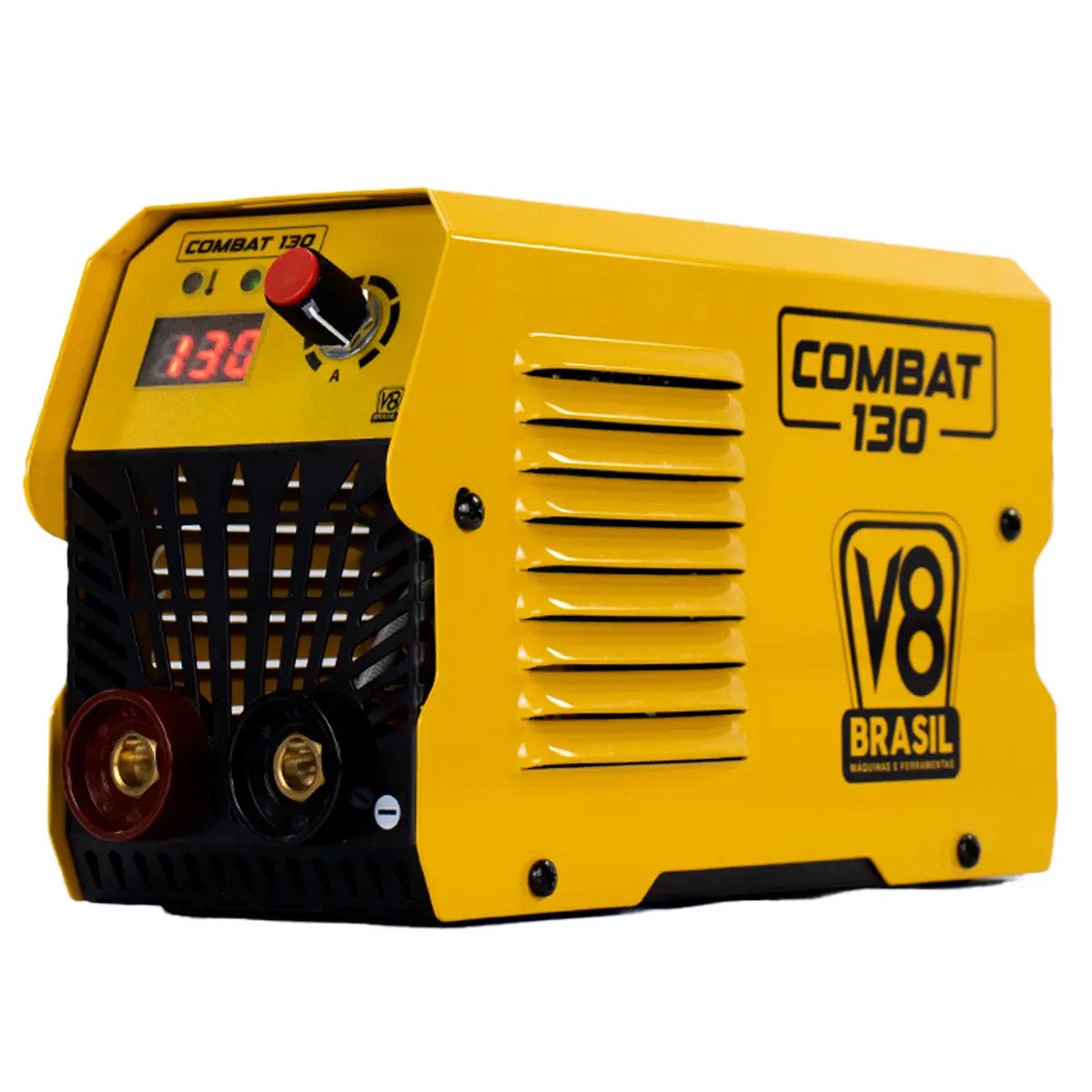 Máquina De Solda Inversora Mma Eletrodo Combat 130 130a - V8 Brasil Amarelo