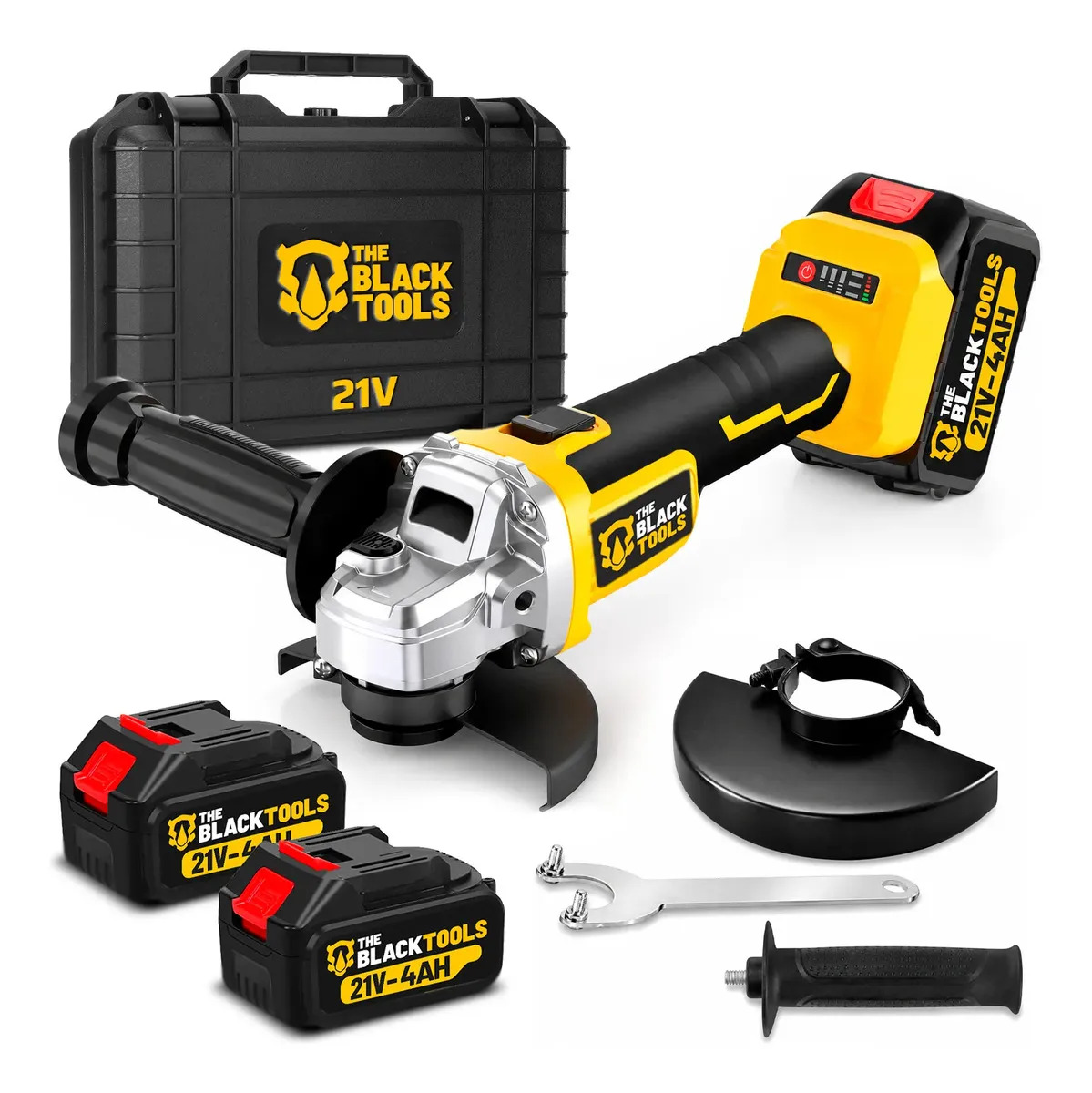 Esmerilhadeira Lixadeira Angular Sem Fio Com 2 Baterias 21v 4000mah 4.1/2 125mm Maleta Tca21bt The Black Tools