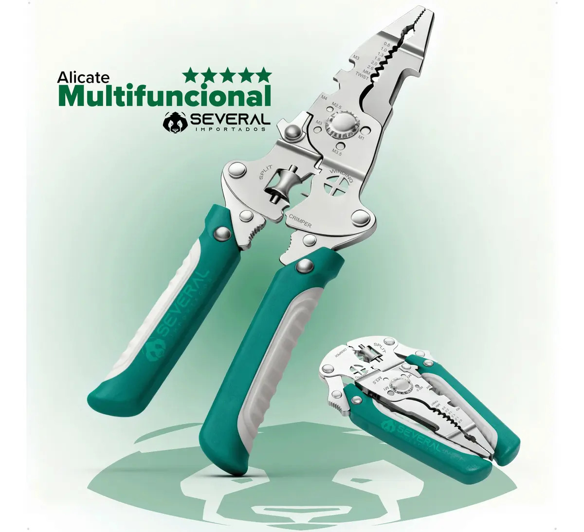 Alicate de Corte Multifuncional 8 Em 1 Several Crimpador Desencapador De Fios Dobravel Trava de Segurança Compacto