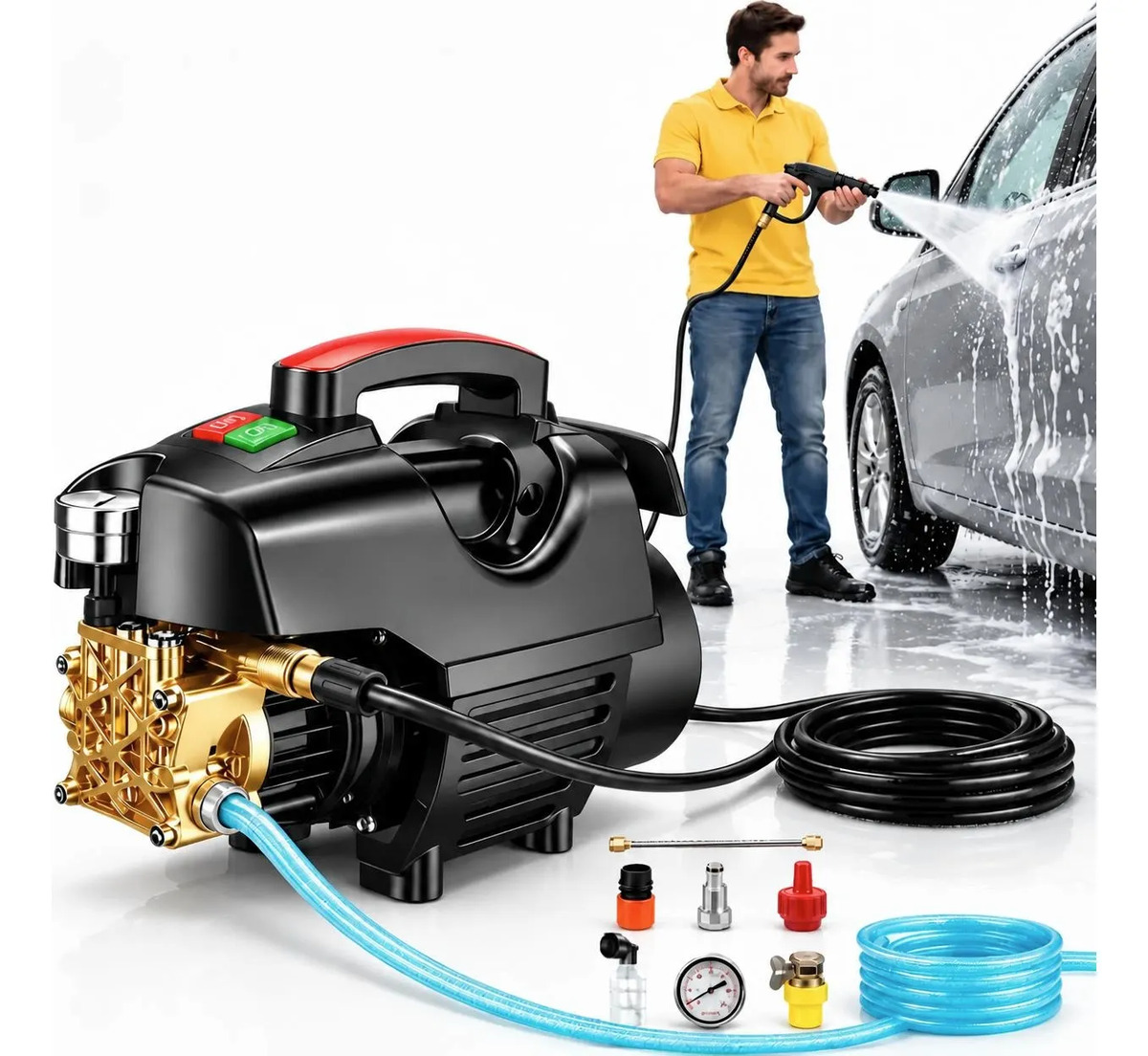 Lavadora De Alta Pressão 120 Bar Para Limpeza De Carros Preto 127v