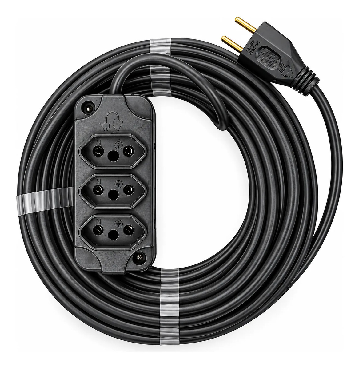 Extensão Elétrica 30 Metros Cabo Pp 2x1mm Régua 3 Tomadas