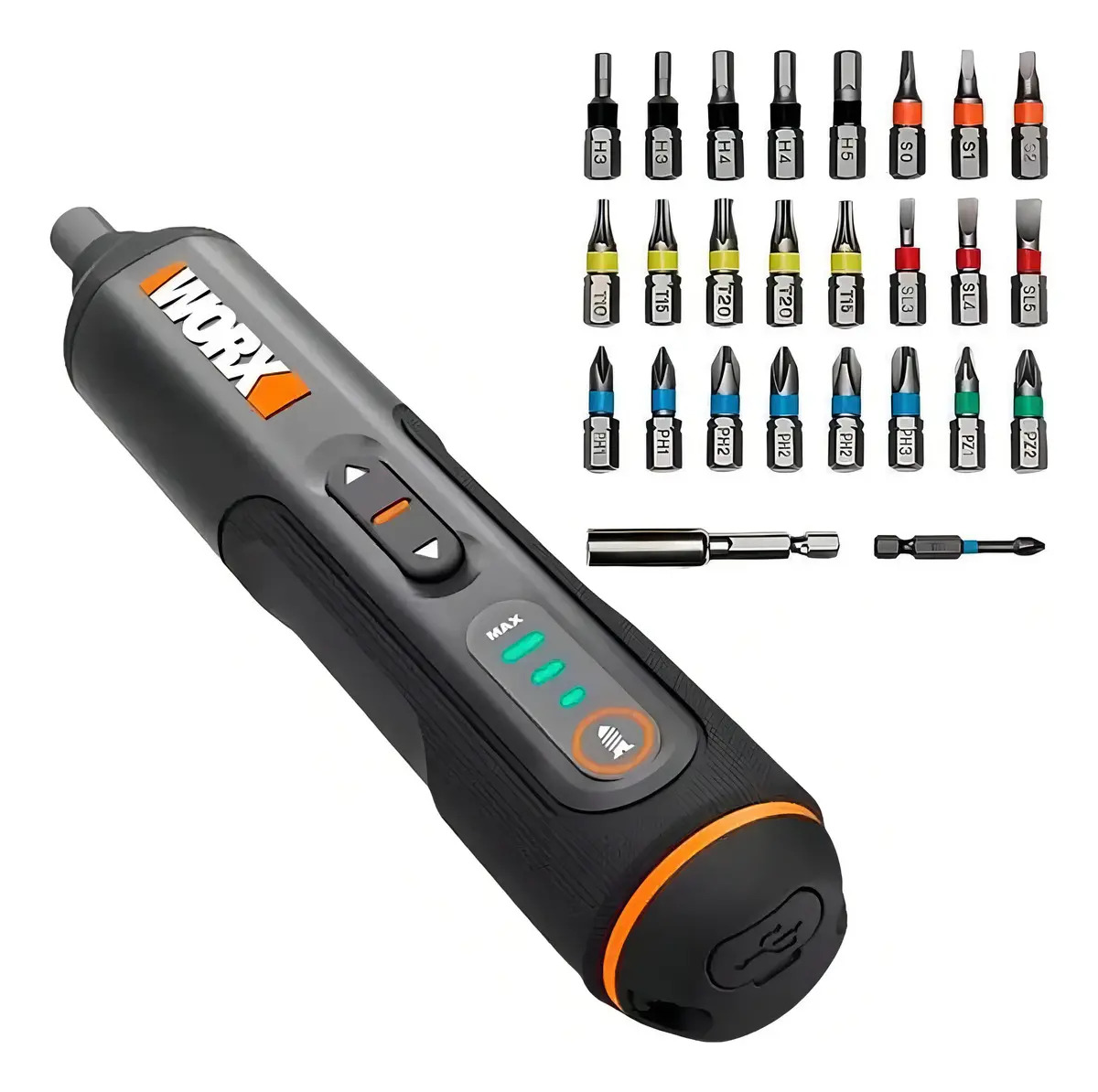 Parafusadeira Bivolt 4,0v Com Led E Kit Bits Wx240 Worx Cor Preto Frequência 60hz
