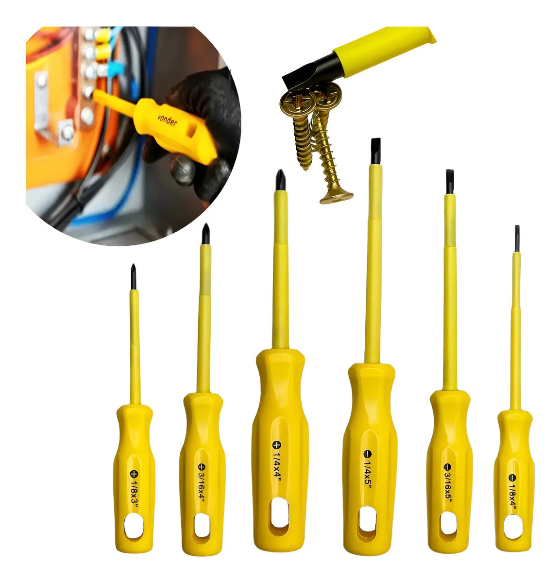 Jogo Chaves Fenda E Philips Isoladas Eletricista Imã 6 Peças