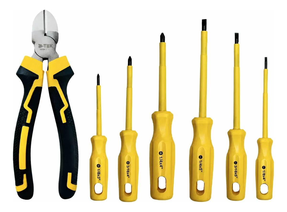 Jogo Ferramenta 7 Pçs Fenda Philips Alicate Corte Diagonal