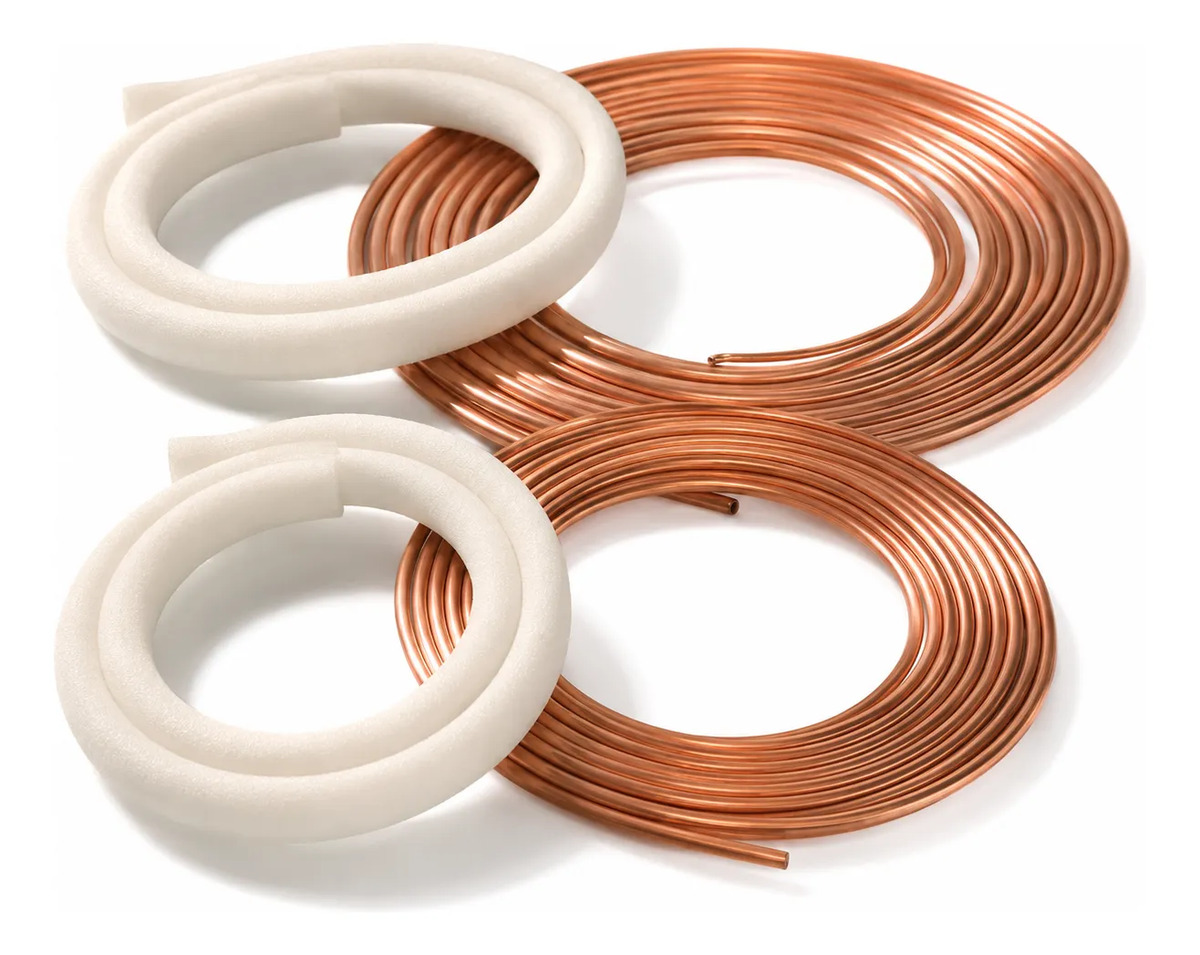 Tubo De Cobre Flexível 1/4 E 1/2 3m Cada+isolantes Termicos